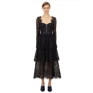 Self-Portrait Lace Tiered Midi Dress